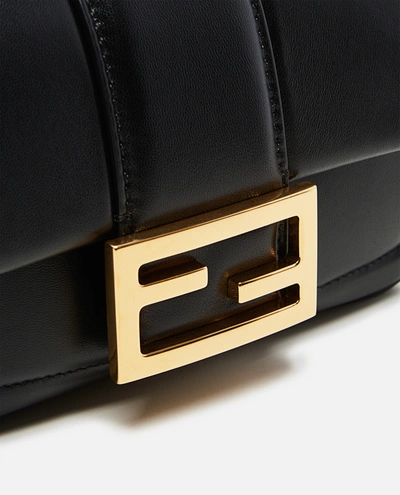 Shop Fendi Baguette Chain ​​mini Bag In Nappa Leather In Black