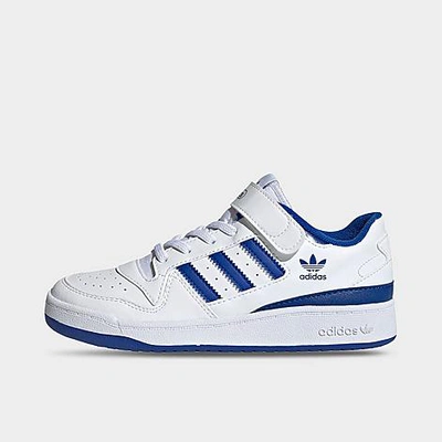Shop Adidas Originals Adidas Little Kids' Originals Forum Low Hook-and-loop Strap Casual Shoes In Cloud White/royal Blue/cloud White