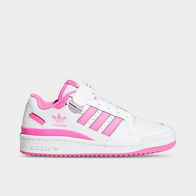 Shop Adidas Originals Adidas Big Kids' Originals Forum Low Casual Shoes In Cloud White/screaming Pink/cloud White