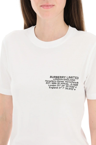 Shop Burberry Jemma T-shirt With Coordinates Print In White,black