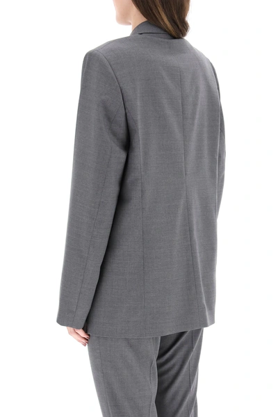 Shop Totême Oversized Wool Blazer In Grey
