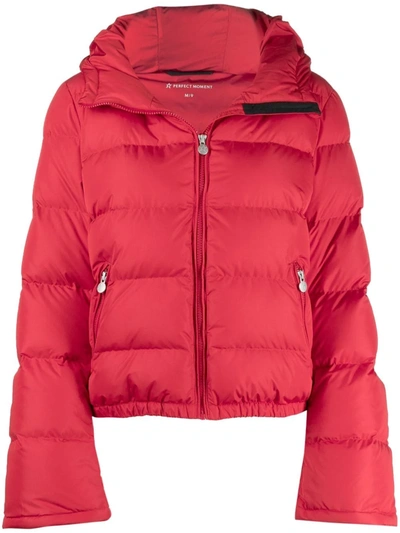 Shop Perfect Moment Polar Flare Puffer Jacket In Rot