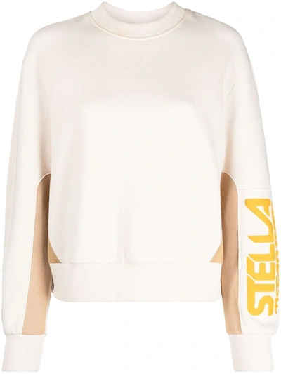 Shop Stella Mccartney Logo-print Colour-block Sweatshirt In Nude