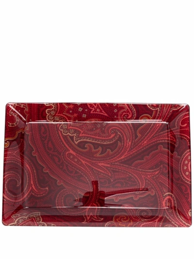 Shop Etro Home Paisley-print Tray In Rot