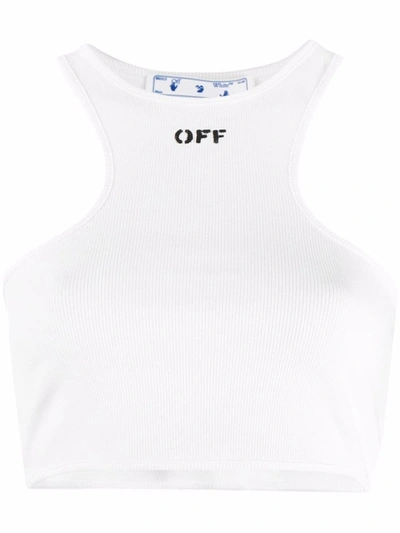 Shop Off-white Ribbed Logo-print Vest In Weiss