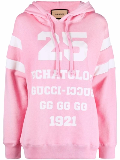 Gucci Pink Printed Hooded Cotton Sweatshirt In Pink & Purple | ModeSens