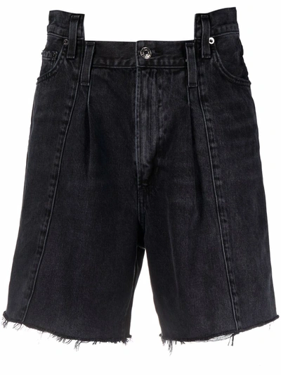 Shop Agolde Panelled Knee-length Denim Shorts In Schwarz