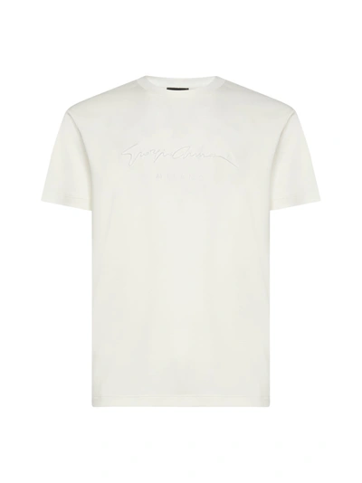 Shop Giorgio Armani T-shirt In Bianco Lana