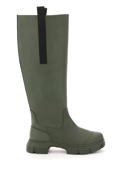 Shop Ganni Recycled Rubber Boots In Kalamata (green)