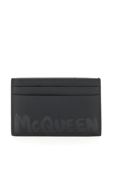 Shop Alexander Mcqueen Graffiti Logo Credit Card Holder In Black (black)