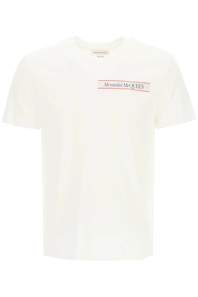 Shop Alexander Mcqueen Selvedge Logo Tape T-shirt In White Mix (white)