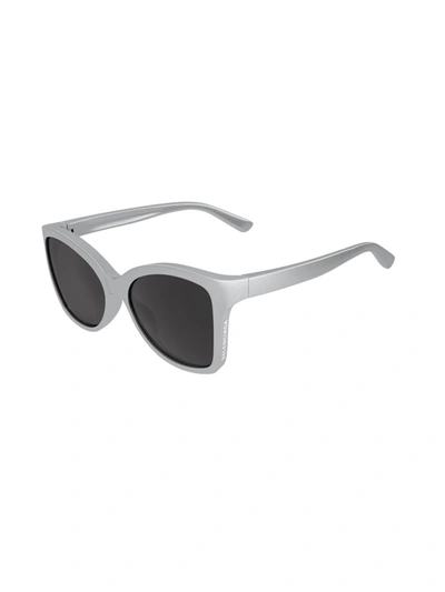 Shop Balenciaga Bb0150s Sunglasses In Silver Silver Grey