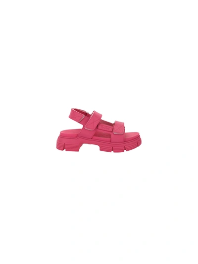 Shop Ganni Sandals In Shocking Pink