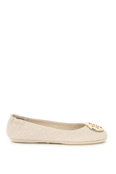 Shop Tory Burch Quilted Minnie Ballerinas In New Cream Gold (white)