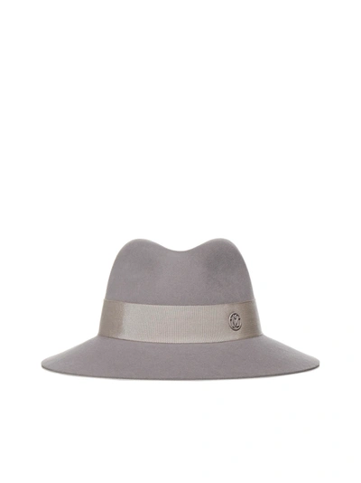 Shop Maison Michel Hat In Pearl Grey