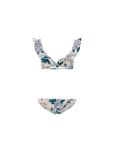 Shop Zimmermann Cassia Waterfall Frill Bikini In Hydrangea Floral