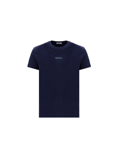 Shop Valentino T-shirt In Navy/bianco