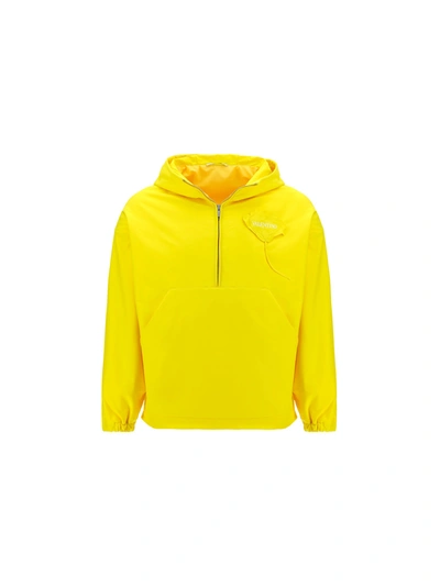 Shop Valentino Caban Jacket In Vibrant Yellow/bianco