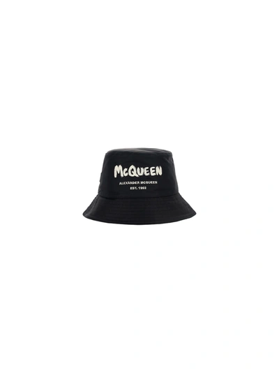 Shop Alexander Mcqueen Bucket Hat In Black/ivory