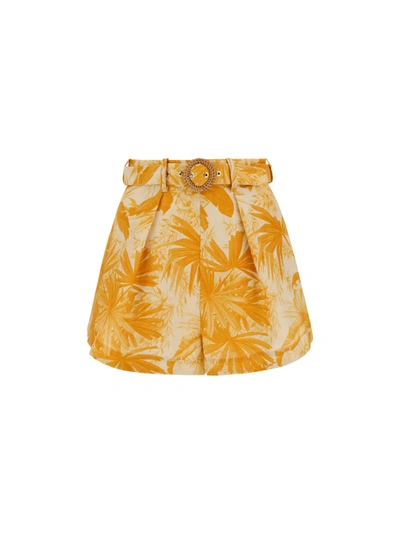 Shop Zimmermann Mae Shorts In Amber Palm
