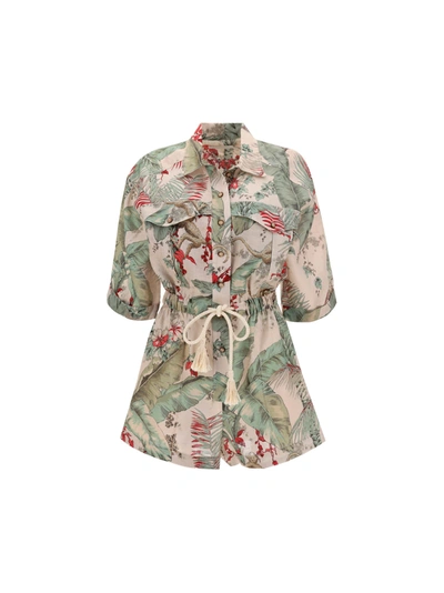 Shop Zimmermann Cassia Playsuit In Antique Palm