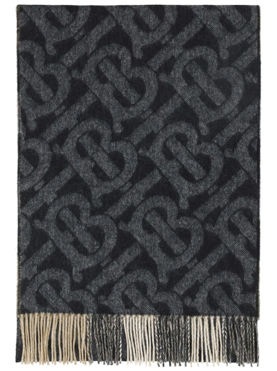 Shop Burberry Scarf In Black/white