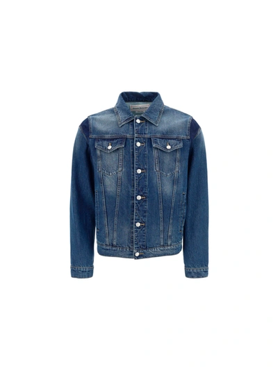 Shop Alexander Mcqueen Denim Jacket In Blue Washed