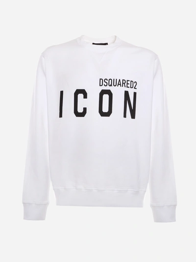 Shop Dsquared2 Cotton Sweatshirt With Contrasting Icon Print In White