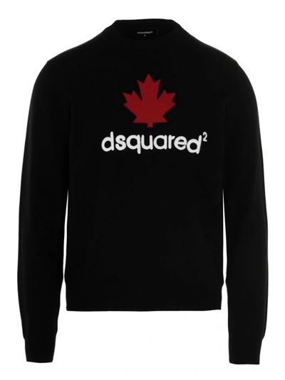 Shop Dsquared2 Mini D2 Leaf Sweater In Black