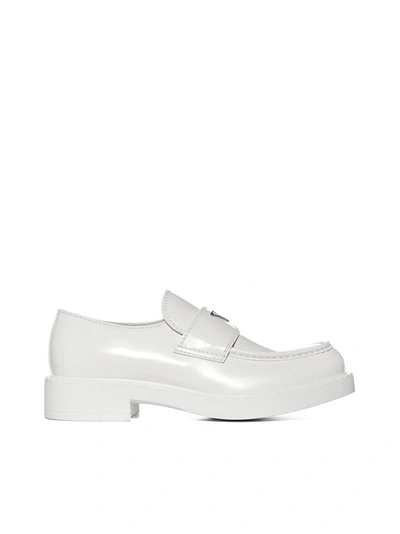 Shop Prada Loafers In Bianco