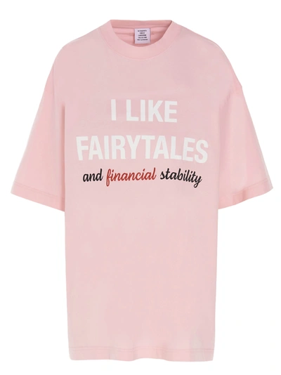 Shop Vetements I Like Fairytales And Financial Stability T-shirt In Pink