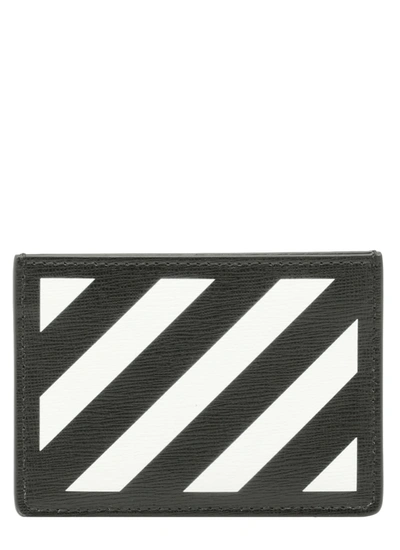 Shop Off-white Diag Leather Card Holder In Black White
