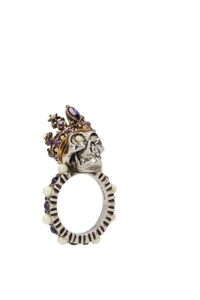 Shop Alexander Mcqueen Skull Queen Ring In Multicolor
