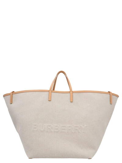 Shop Burberry Ll Xl Beach Tote Bag In Beige