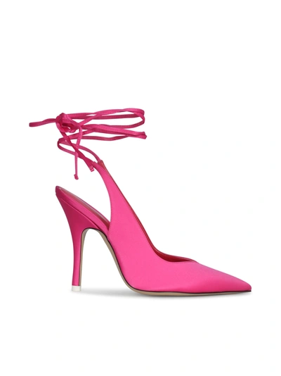 Shop Attico Venus Slingback 105 Satin In Fuchsia