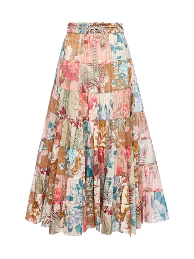Shop Zimmermann Skirt In Patchwork Floral