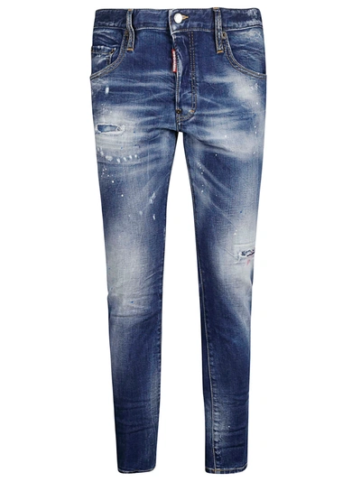 Shop Dsquared2 Cropped Destroyed Jeans In Denim