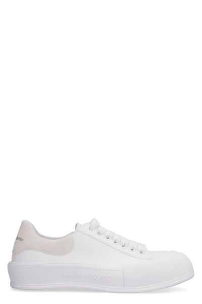 Shop Alexander Mcqueen Canvas Low-top Sneakers In White