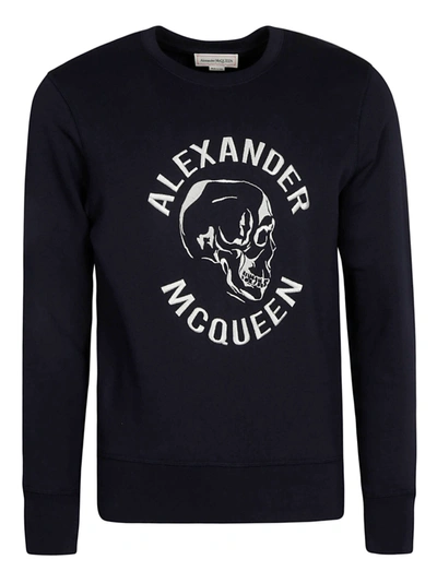 Shop Alexander Mcqueen Skull Logo Sweatshirt In Blu