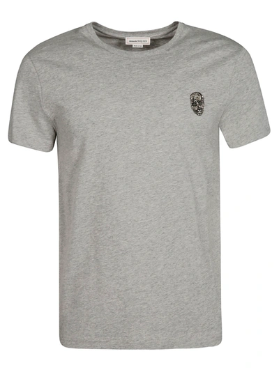 Shop Alexander Mcqueen Skull Patched T-shirt In Grigio