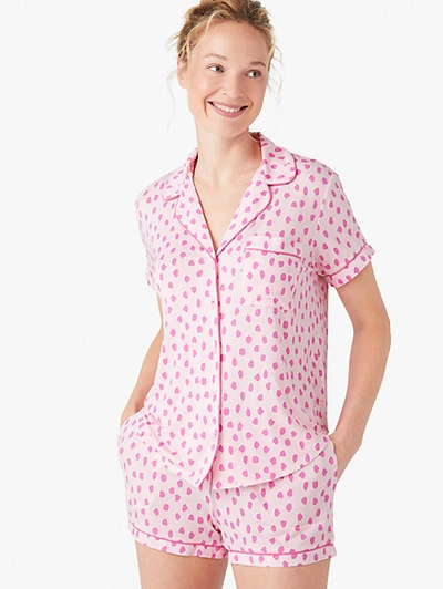 Shop Kate Spade Flamingo Dot Short Pj Set In Faded Peony