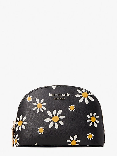 Shop Kate Spade Spencer Daisy Dots Small Dome Cosmetic Case In Black Multi