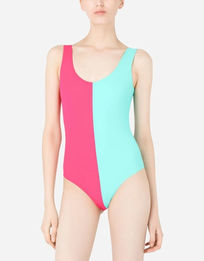 Shop Dolce & Gabbana Racer-style One-piece Swimsuit