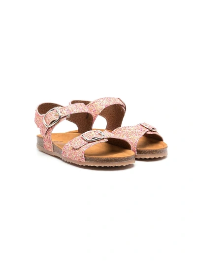 Shop Pèpè Glitter-detail Buckled Sandals In Pink