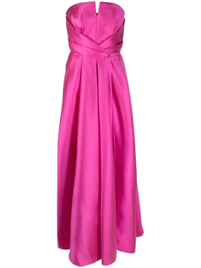 Shop Alberta Ferretti Strapless Flared Maxi Dress In Pink