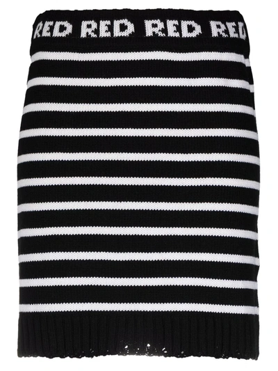 Shop Red Valentino Horizontal Striped Knitted Skirt In Black