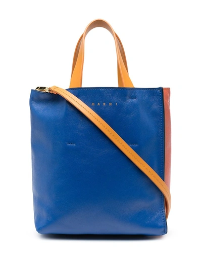 Shop Marni Colour-block Tote Bag In Blau