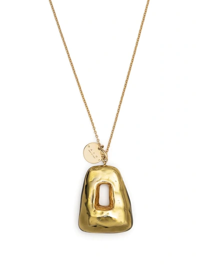 Shop Marni Rectangular Pendant Necklace In Gold