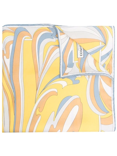 Shop Emilio Pucci Vortici-print Silk Scarf In Gelb