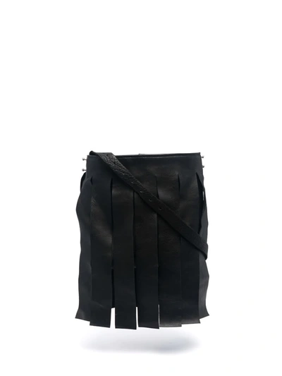 Shop Guidi Fringed Leather Crossbody Bag In Schwarz